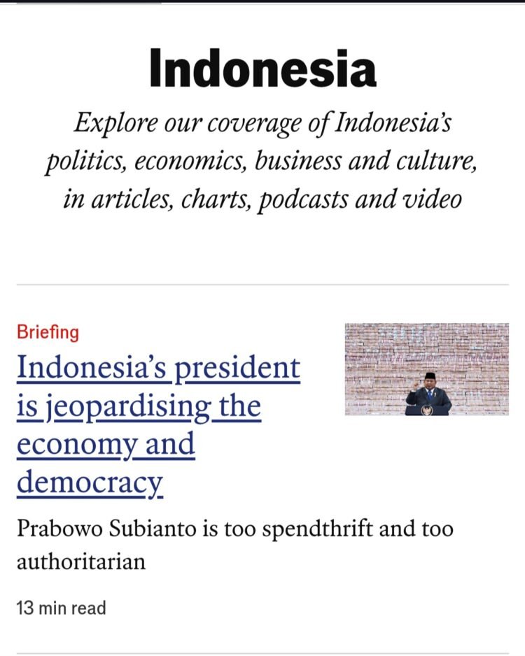 Menimbang Liputan The Economist tentang Indonesia dan Pemerintahan Prabowo
